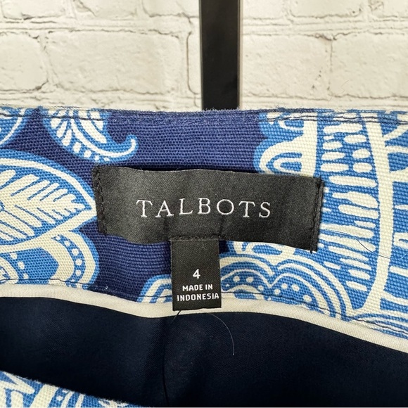 Talbots Blue Two Toned Floral Print Straight Skirt Size 4 - Picture 3 of 6